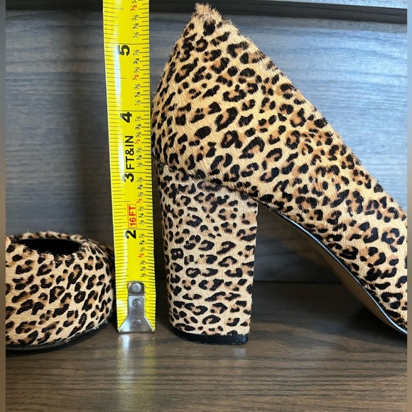 Express Leopard Print Pointed Toe Block Heel Shoe Size 7 - Picture 3 of 8